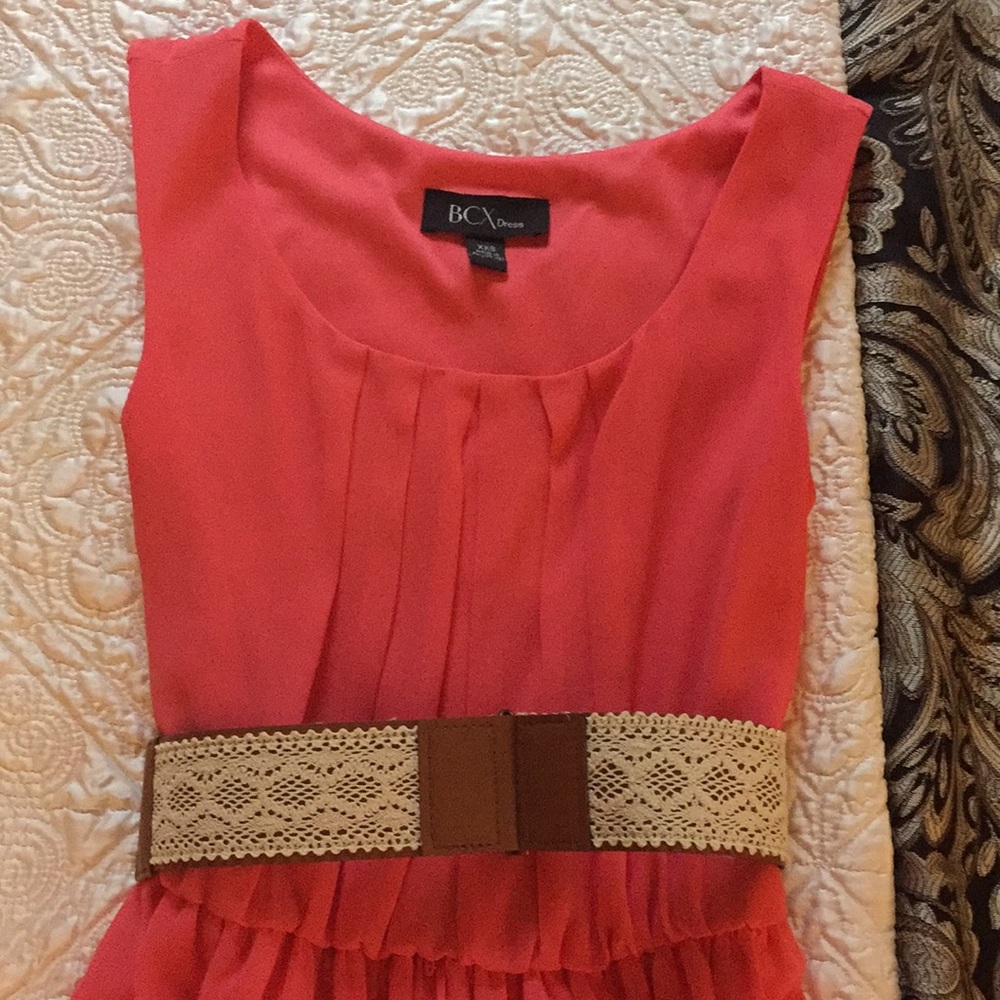 Pink/Coral BCX belted dress XXS.
